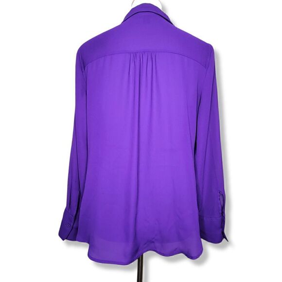 Worthington Long Sleeve Button Front Blouse Purple Size Petite Medium - Picture 13 of 13